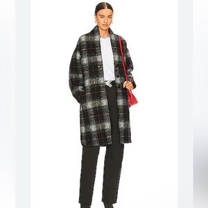 Plaid Wool-Blend Coat - Black and Gray